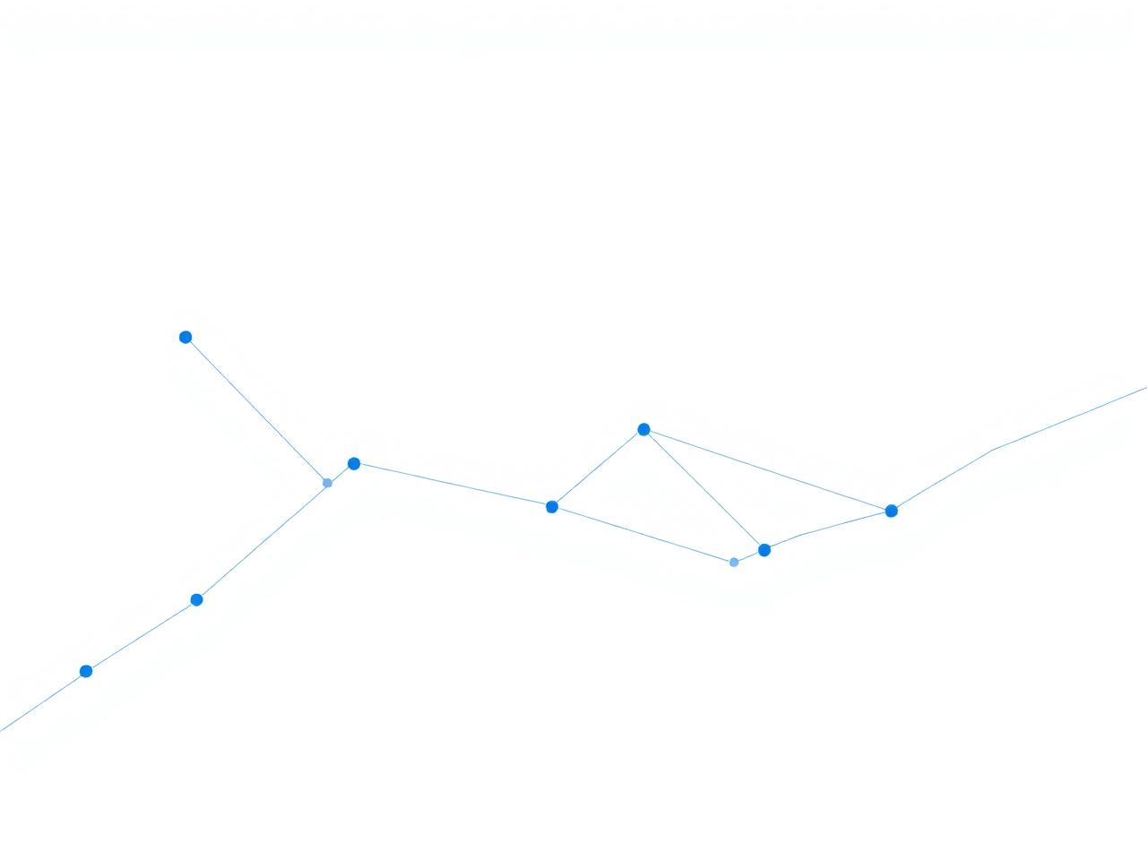 Conceptual visual of connected nodes representing coordinated programme infrastructure